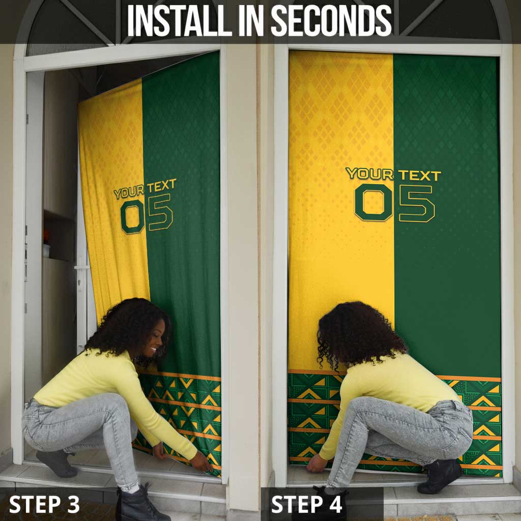 Custom South Africa Football Door Cover Diamond Protea Flower Symmetrical Style