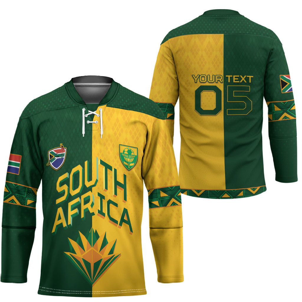 Custom South Africa Football Hockey Jersey Diamond Protea Flower Symmetrical Style