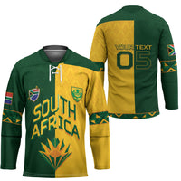Custom South Africa Football Hockey Jersey Diamond Protea Flower Symmetrical Style