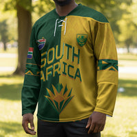 Custom South Africa Football Hockey Jersey Diamond Protea Flower Symmetrical Style