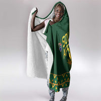 South Africa Football Hooded Blanket Diamond Protea Flower Symmetrical Style