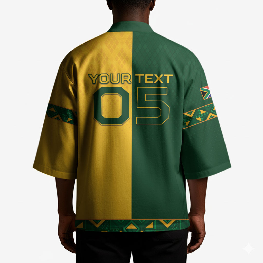 Custom South Africa Football Kimono Diamond Protea Flower Symmetrical Style