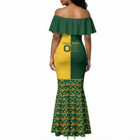 Custom South Africa Football Mermaid Dress Diamond Protea Flower Symmetrical Style