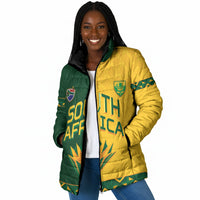 Custom South Africa Football Padded Jacket Diamond Protea Flower Symmetrical Style