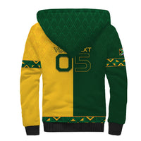 Custom South Africa Football Sherpa Hoodie Diamond Protea Flower Symmetrical Style