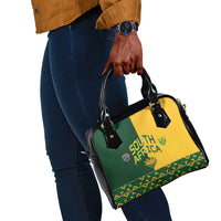 South Africa Football Shoulder Handbag Diamond Protea Flower Symmetrical Style