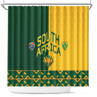 South Africa Football Shower Curtain Diamond Protea Flower Symmetrical Style