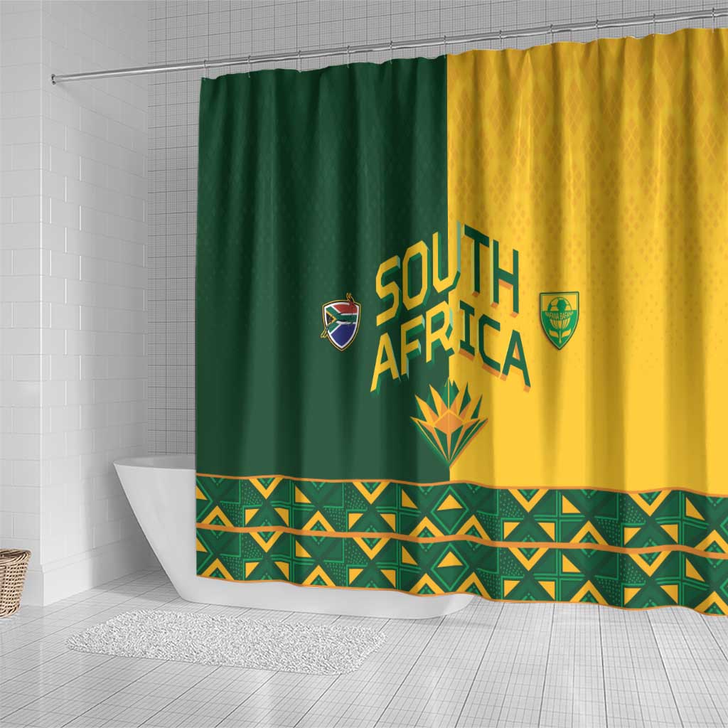 South Africa Football Shower Curtain Diamond Protea Flower Symmetrical Style