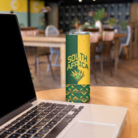 Custom South Africa Football Skinny Tumbler Diamond Protea Flower Symmetrical Style