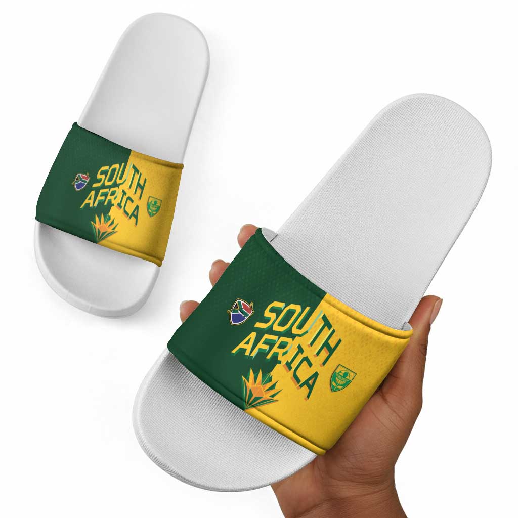 South Africa Football Slide Sandals Diamond Protea Flower Symmetrical Style