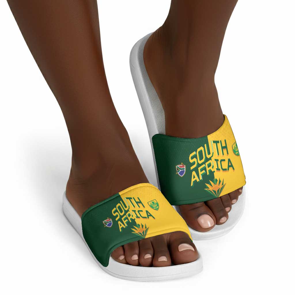 South Africa Football Slide Sandals Diamond Protea Flower Symmetrical Style
