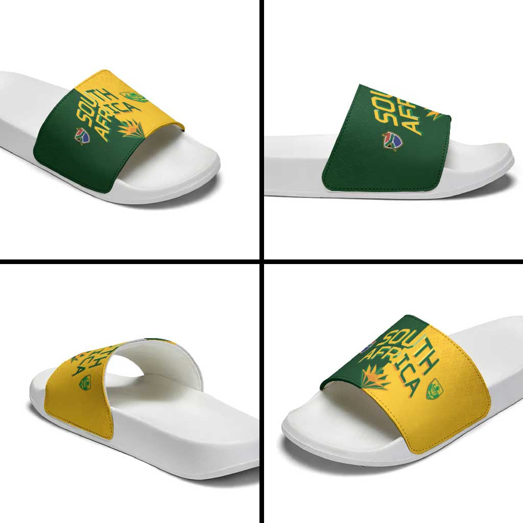 South Africa Football Slide Sandals Diamond Protea Flower Symmetrical Style