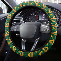 South Africa Football Steering Wheel Cover Diamond Protea Flower Symmetrical Style