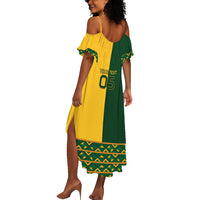 Custom South Africa Football Summer Maxi Dress Diamond Protea Flower Symmetrical Style