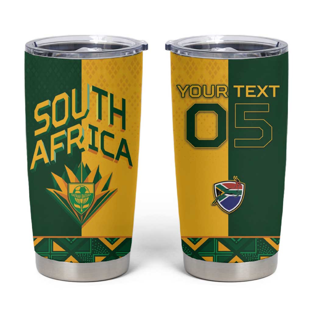 Custom South Africa Football Tumbler Cup Diamond Protea Flower Symmetrical Style