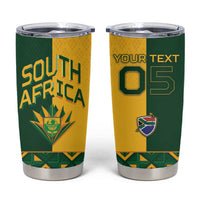 Custom South Africa Football Tumbler Cup Diamond Protea Flower Symmetrical Style