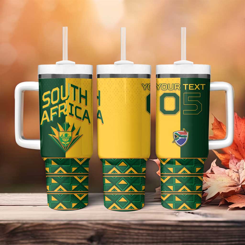 Custom South Africa Football Tumbler With Handle Diamond Protea Flower Symmetrical Style