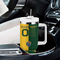 Custom South Africa Football Tumbler With Handle Diamond Protea Flower Symmetrical Style