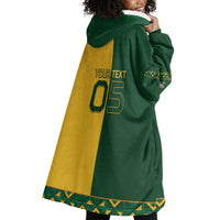 Custom South Africa Football Wearable Blanket Hoodie Diamond Protea Flower Symmetrical Style