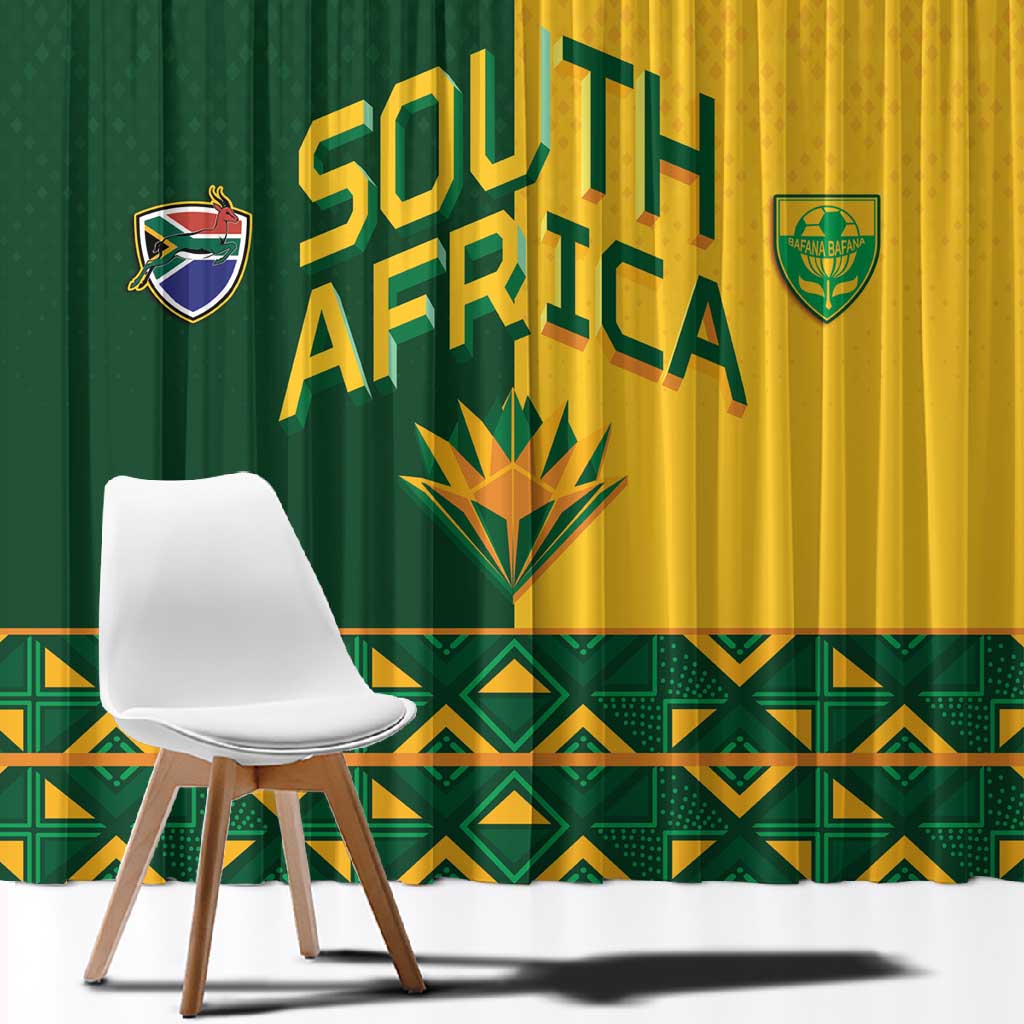 South Africa Football Window Curtain Diamond Protea Flower Symmetrical Style