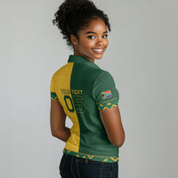 Custom South Africa Football Women Polo Shirt Diamond Protea Flower Symmetrical Style