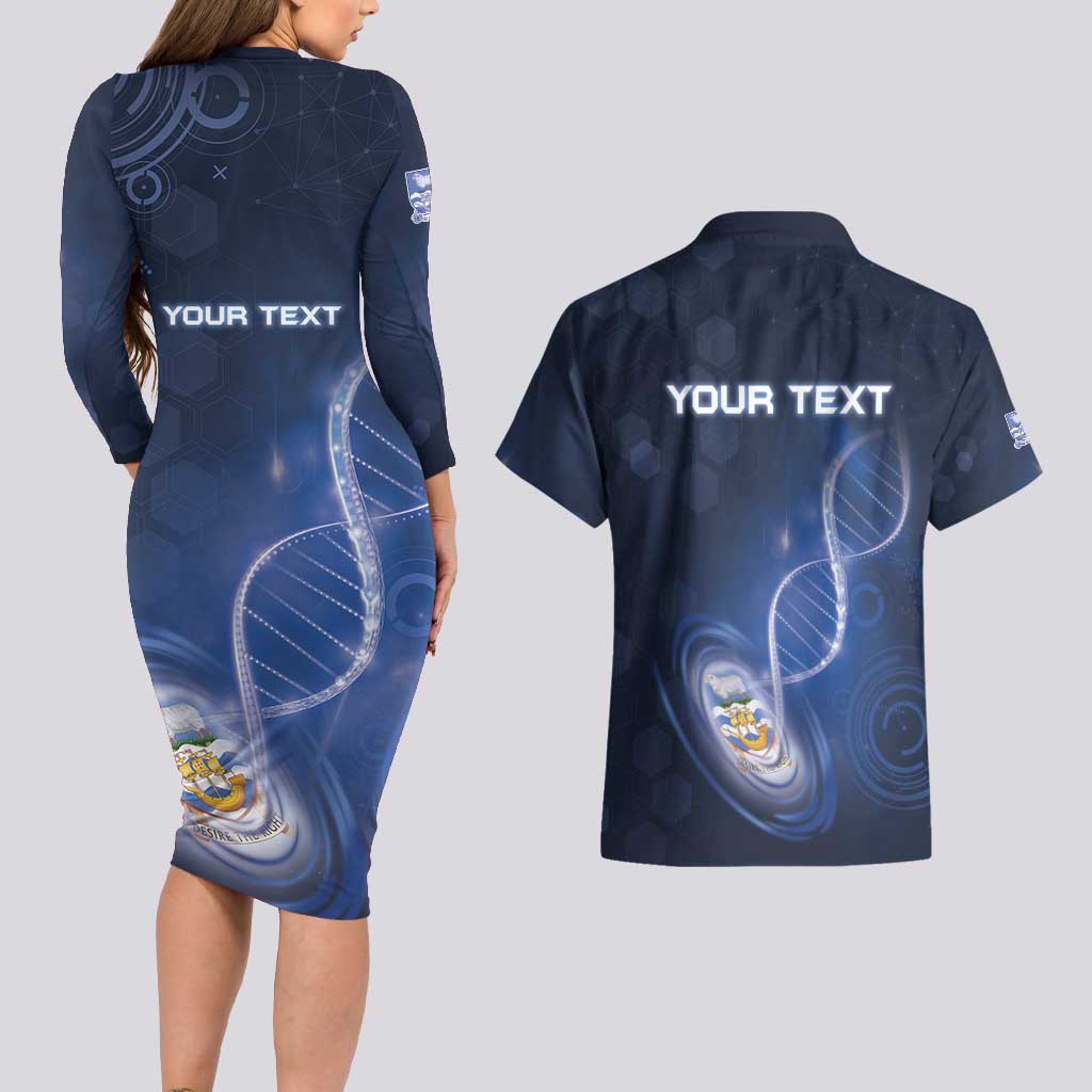 Personalized Falkland Islands Is In My DNA Couples Matching Long Sleeve Bodycon Dress and Hawaiian Shirt - Wonder Print Shop