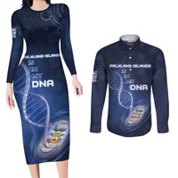 Personalized Falkland Islands Is In My DNA Couples Matching Long Sleeve Bodycon Dress and Long Sleeve Button Shirt - Wonder Print Shop