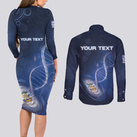 Personalized Falkland Islands Is In My DNA Couples Matching Long Sleeve Bodycon Dress and Long Sleeve Button Shirt - Wonder Print Shop