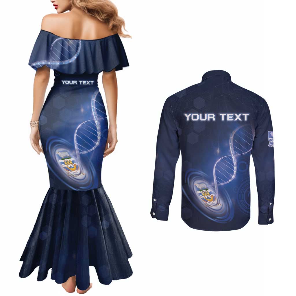 Personalized Falkland Islands Is In My DNA Couples Matching Mermaid Dress and Long Sleeve Button Shirt - Wonder Print Shop