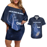 Personalized Falkland Islands Is In My DNA Couples Matching Off Shoulder Short Dress and Hawaiian Shirt - Wonder Print Shop