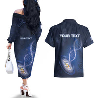 Personalized Falkland Islands Is In My DNA Couples Matching Off The Shoulder Long Sleeve Dress and Hawaiian Shirt - Wonder Print Shop