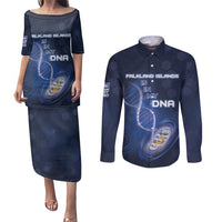 Personalized Falkland Islands Is In My DNA Couples Matching Puletasi and Long Sleeve Button Shirt - Wonder Print Shop