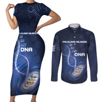 Personalized Falkland Islands Is In My DNA Couples Matching Short Sleeve Bodycon Dress and Long Sleeve Button Shirt - Wonder Print Shop