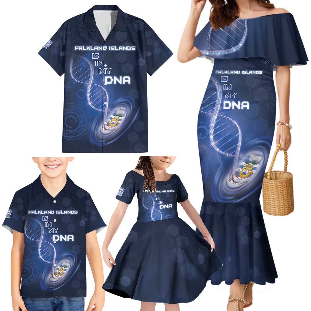 Personalized Falkland Islands Is In My DNA Family Matching Mermaid Dress and Hawaiian Shirt - Wonder Print Shop