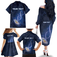 Personalized Falkland Islands Is In My DNA Family Matching Off The Shoulder Long Sleeve Dress and Hawaiian Shirt - Wonder Print Shop
