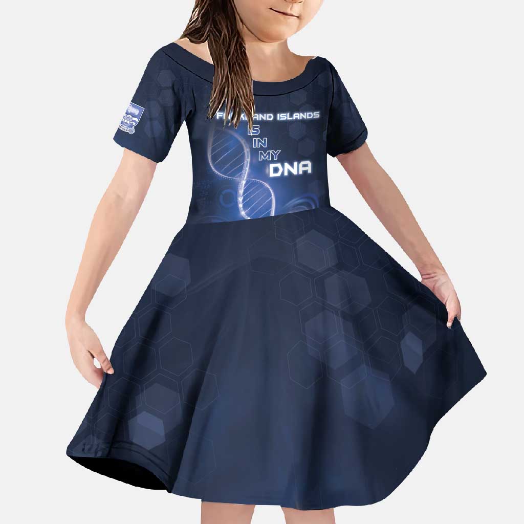 Personalized Falkland Islands Is In My DNA Family Matching Short Sleeve Bodycon Dress and Hawaiian Shirt - Wonder Print Shop