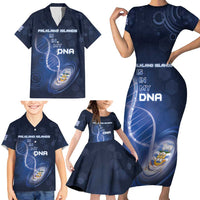Personalized Falkland Islands Is In My DNA Family Matching Short Sleeve Bodycon Dress and Hawaiian Shirt - Wonder Print Shop
