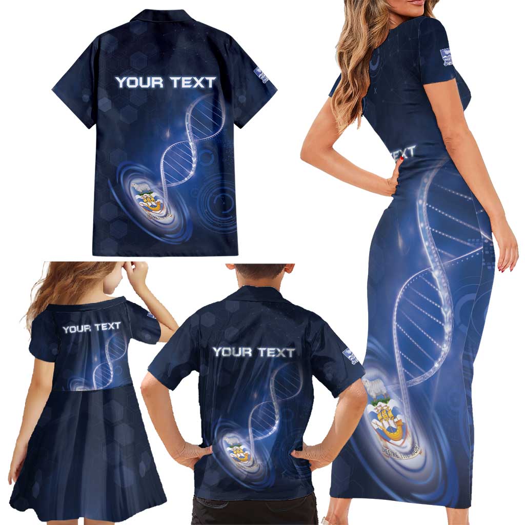 Personalized Falkland Islands Is In My DNA Family Matching Short Sleeve Bodycon Dress and Hawaiian Shirt - Wonder Print Shop