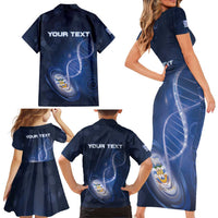 Personalized Falkland Islands Is In My DNA Family Matching Short Sleeve Bodycon Dress and Hawaiian Shirt - Wonder Print Shop