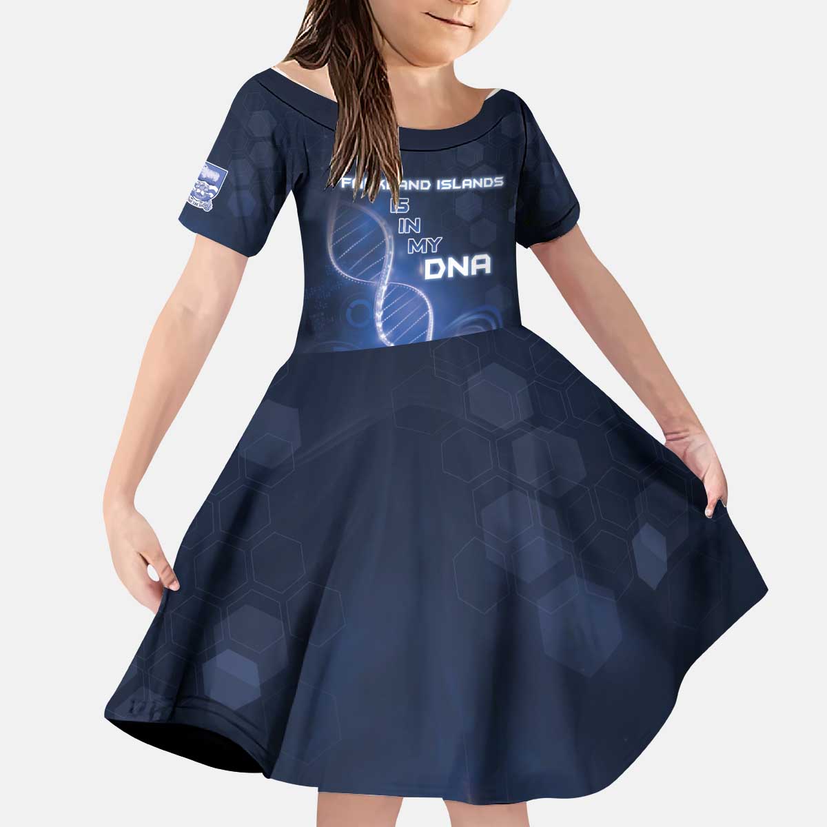 Personalized Falkland Islands Is In My DNA Kid Short Sleeve Dress - Wonder Print Shop