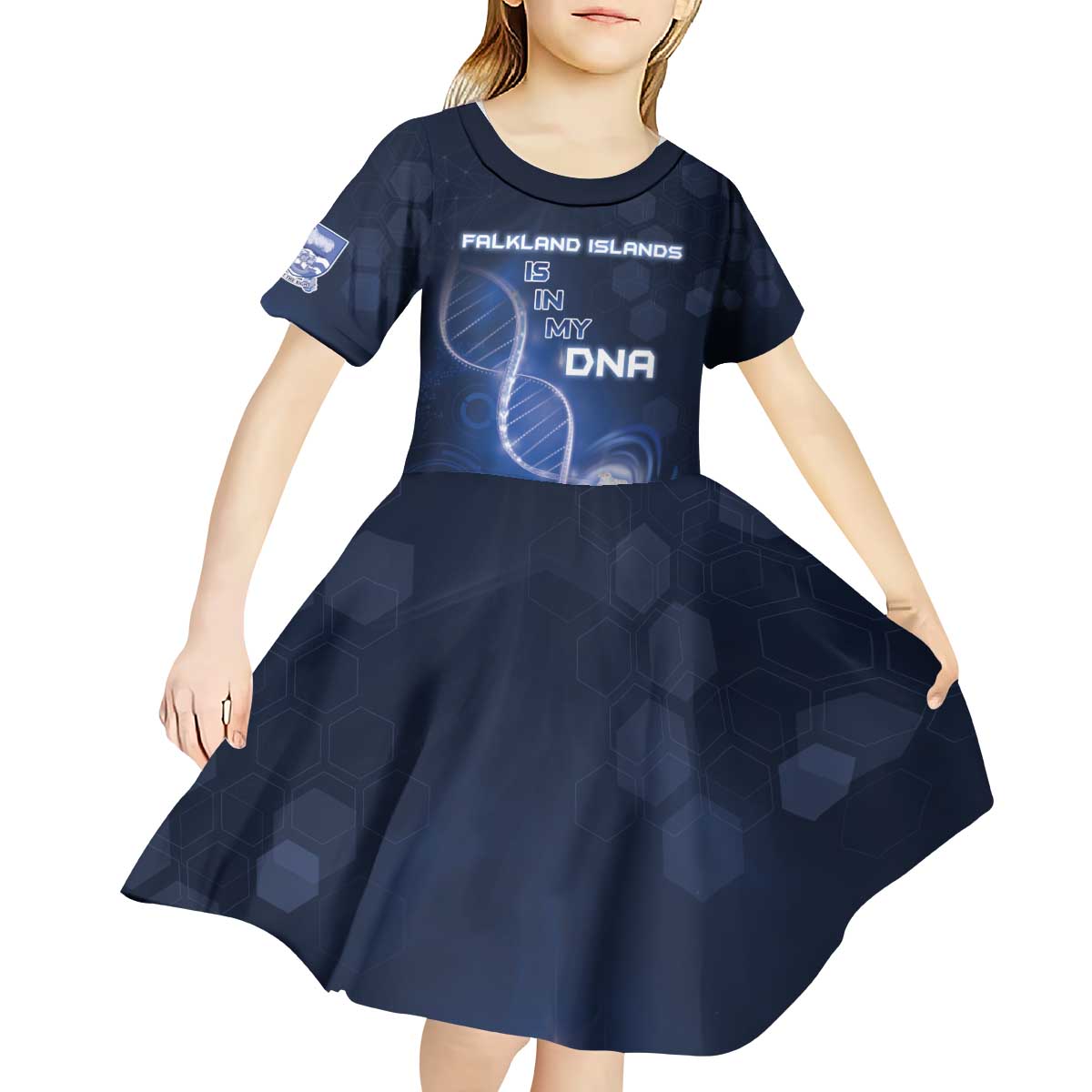 Personalized Falkland Islands Is In My DNA Kid Short Sleeve Dress - Wonder Print Shop