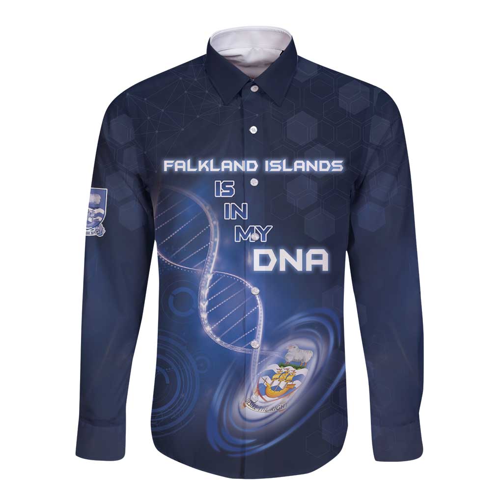 Personalized Falkland Islands Is In My DNA Long Sleeve Button Shirt - Wonder Print Shop