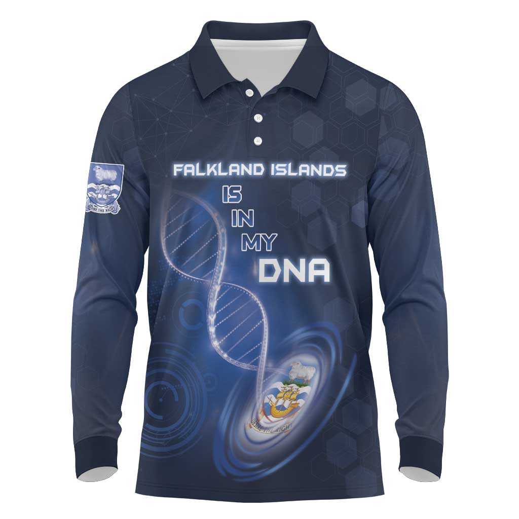 Personalized Falkland Islands Is In My DNA Long Sleeve Polo Shirt - Wonder Print Shop