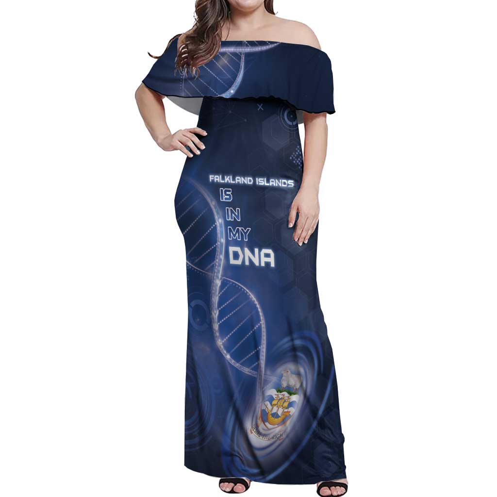 Personalized Falkland Islands Is In My DNA Off Shoulder Maxi Dress - Wonder Print Shop