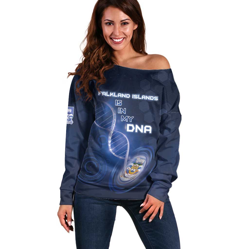 Personalized Falkland Islands Is In My DNA Off Shoulder Sweater - Wonder Print Shop