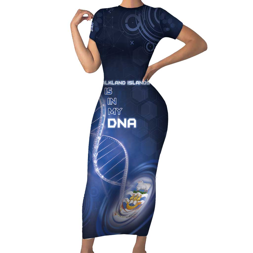 Personalized Falkland Islands Is In My DNA Short Sleeve Bodycon Dress - Wonder Print Shop