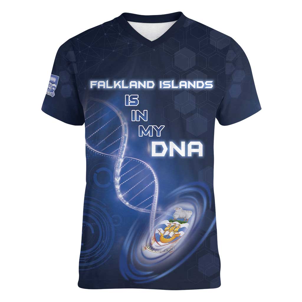 Personalized Falkland Islands Is In My DNA Women V-Neck T-Shirt - Wonder Print Shop