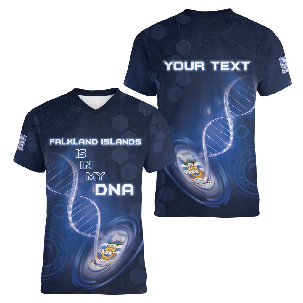 Personalized Falkland Islands Is In My DNA Women V-Neck T-Shirt - Wonder Print Shop
