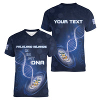 Personalized Falkland Islands Is In My DNA Women V-Neck T-Shirt - Wonder Print Shop