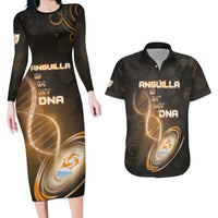 Personalized Anguilla Is In My DNA Couples Matching Long Sleeve Bodycon Dress and Hawaiian Shirt - Wonder Print Shop